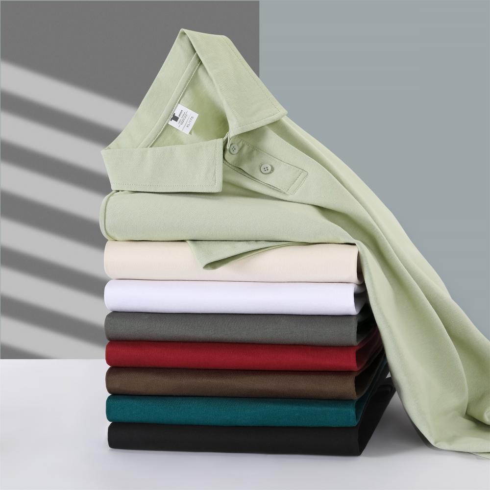 Cross-border 240 pure cotton heavyweight drop shoulder lapel short-sleeved polo, new short-sleeved lapel polo for both men and women, fashionable and casual, simple and comfortable, short-sleeved trend detail image 6