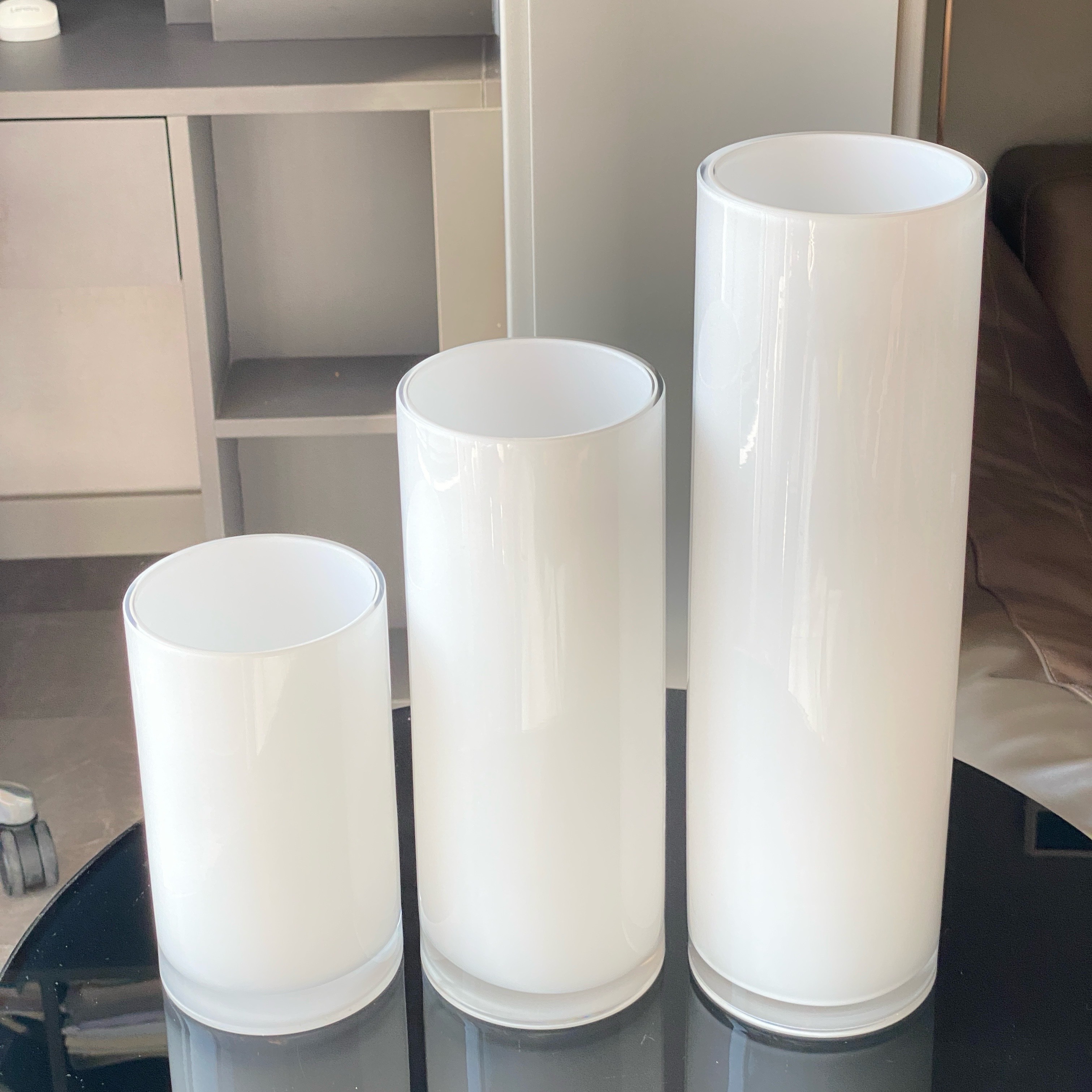 现代简约白色直筒玻璃花瓶家居客厅酒店插花装饰品摆件