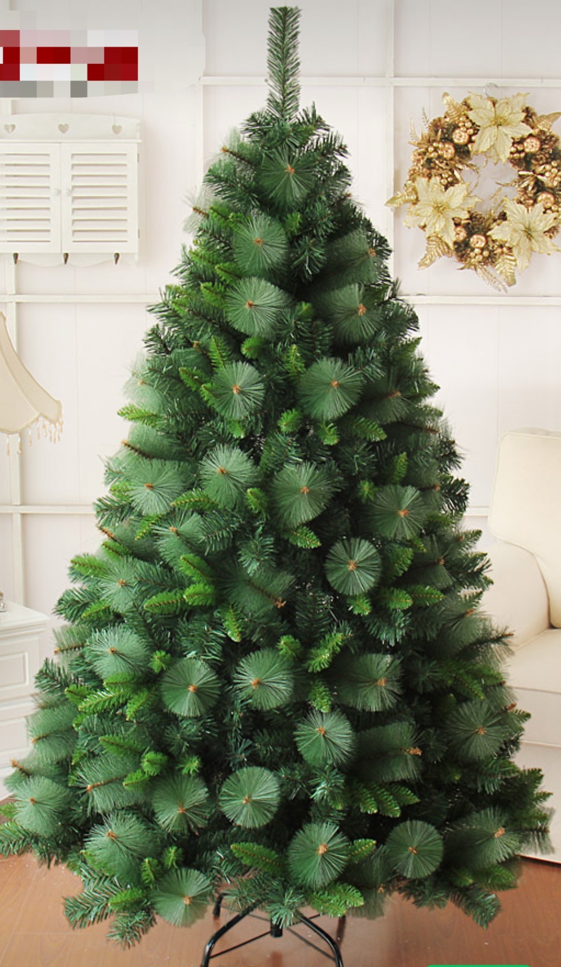 圣诞树，松针+ PVC尖头+ PE混合树，混合圣诞树细节图