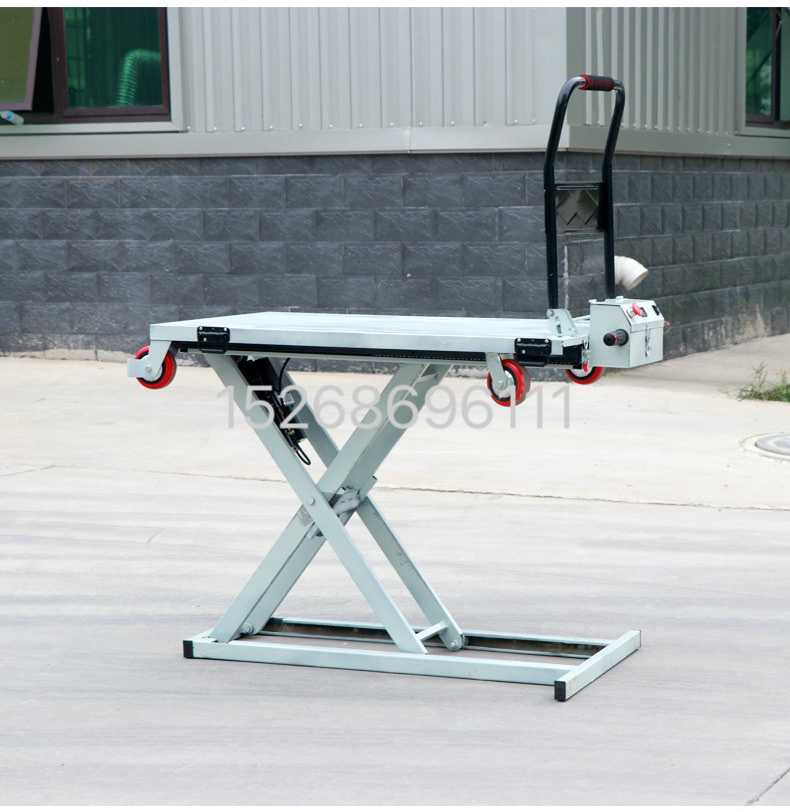 Flatbed electric Ximulake cart, portable vehicle-mounted lifting flatbed cart, scissor-type lifting platform, shrink steel plate cart detail image 14