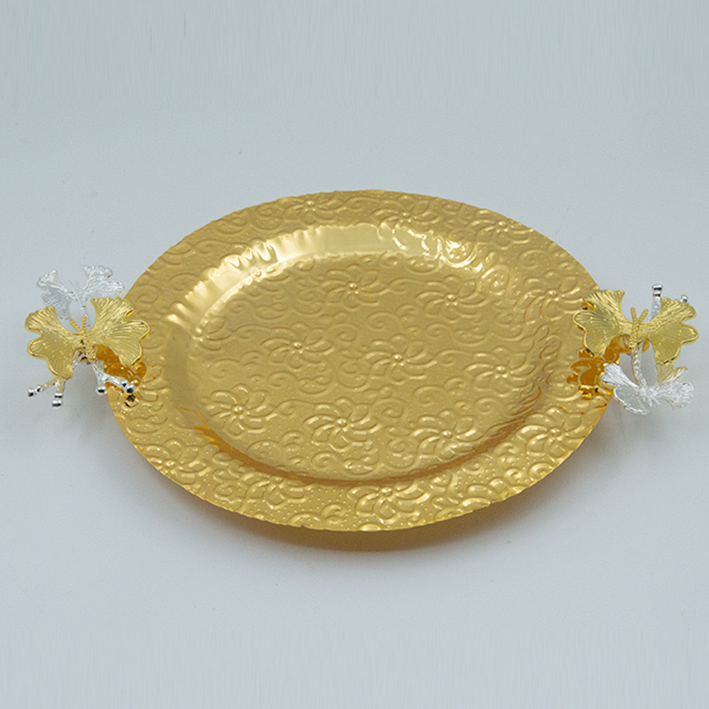 金属水果托盘复古酒店坚果零食毛巾盘多用途欧式古典气质收纳盘2