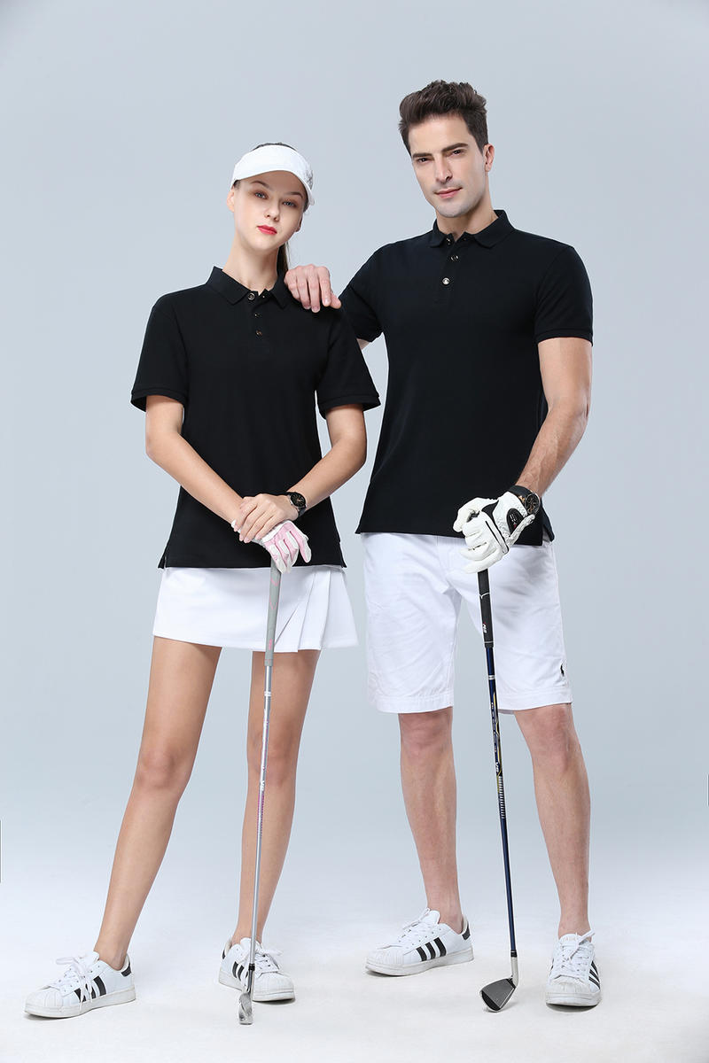 Cross-border pure cotton all-cotton lapel short-sleeved shirt with slit hem, new short-sleeved lapel polo shirt for both men and women, fashionable and casual polo shirt for both men and women, simple and comfortable short-sleeved trendy polo shirt details Picture