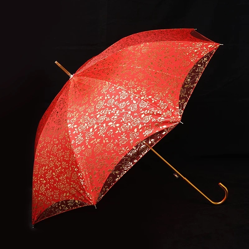 National trend wedding bride umbrella, red umbrella, wedding supplies, red umbrella, long handle, bright red, engagement and wedding lace, red umbrella