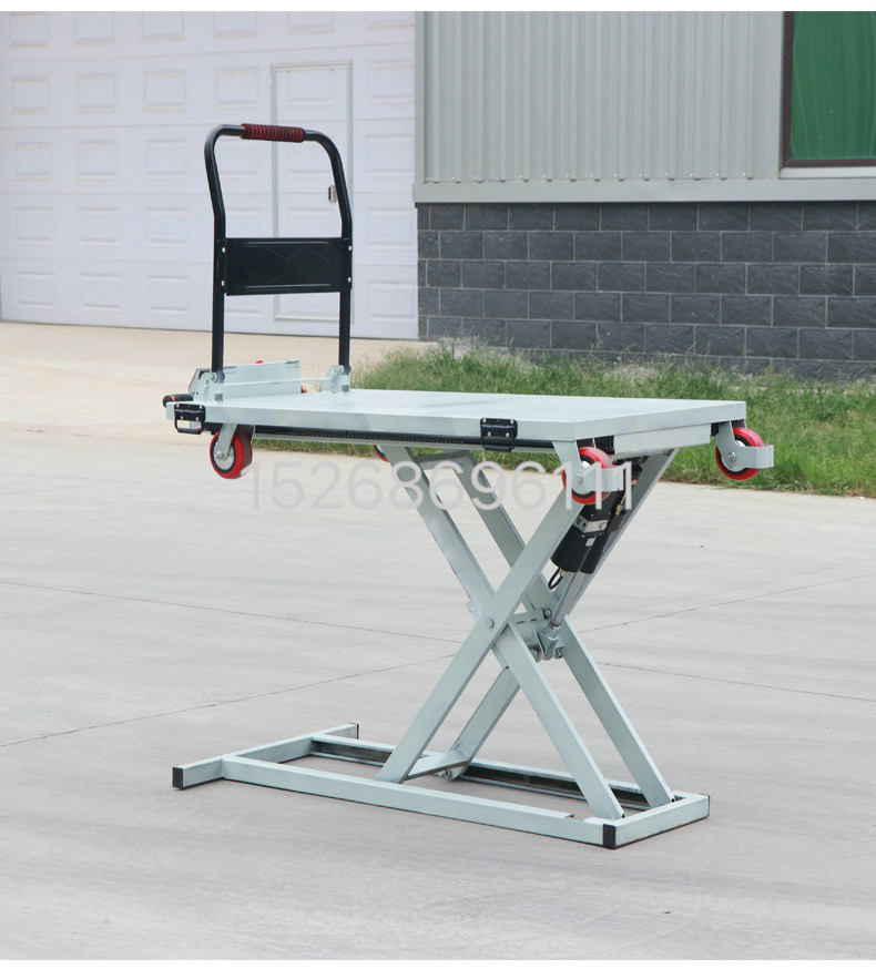Mobile hydraulic electric lifting flatbed cart, portable electric lifting platform, on-board electric lifting small handcart detail image 13