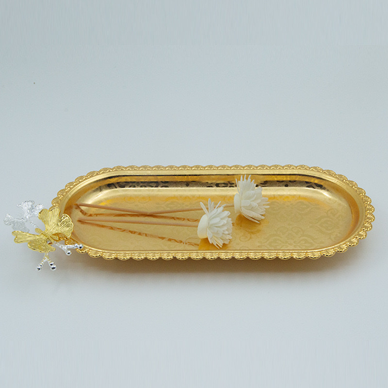 Metal fruit tray, retro hotel nut snack towel tray, multi-purpose European classical style storage tray 1 details Picture