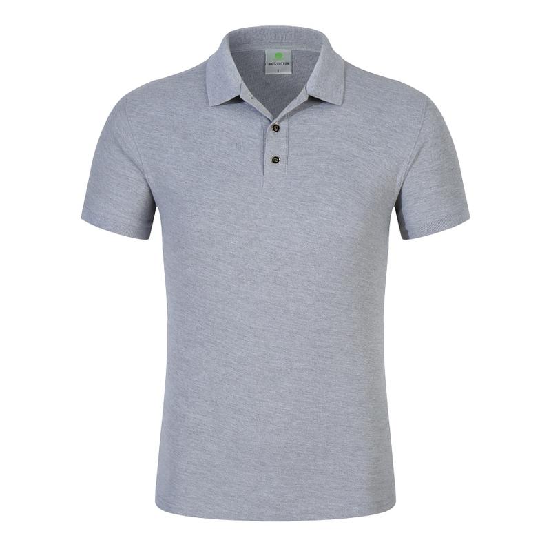 Cross-border pure cotton all-cotton lapel short-sleeved shirt with slit hem, new short-sleeved lapel polo shirt for both men and women, fashionable and casual polo shirt for both men and women, simple and comfortable short-sleeved trendy polo shirt detail image 17