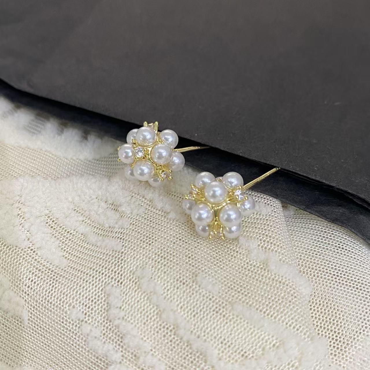 铜合金耳饰满天星珍珠烟花耳钉精致小巧百搭小众设计饰品产品图