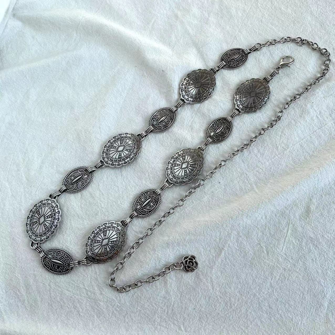 新款雕花几何复古腰链女士跨境金属优雅百搭西部经典厂家现货直销 详情图3