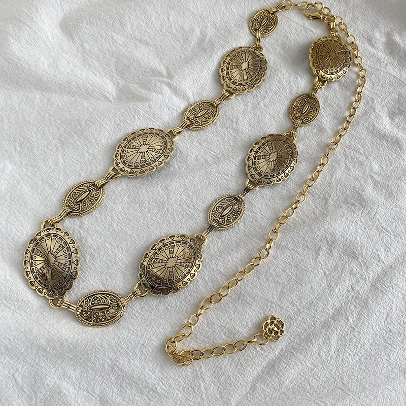 新款雕花几何复古腰链女士跨境金属优雅百搭西部经典厂家现货直销 详情图7