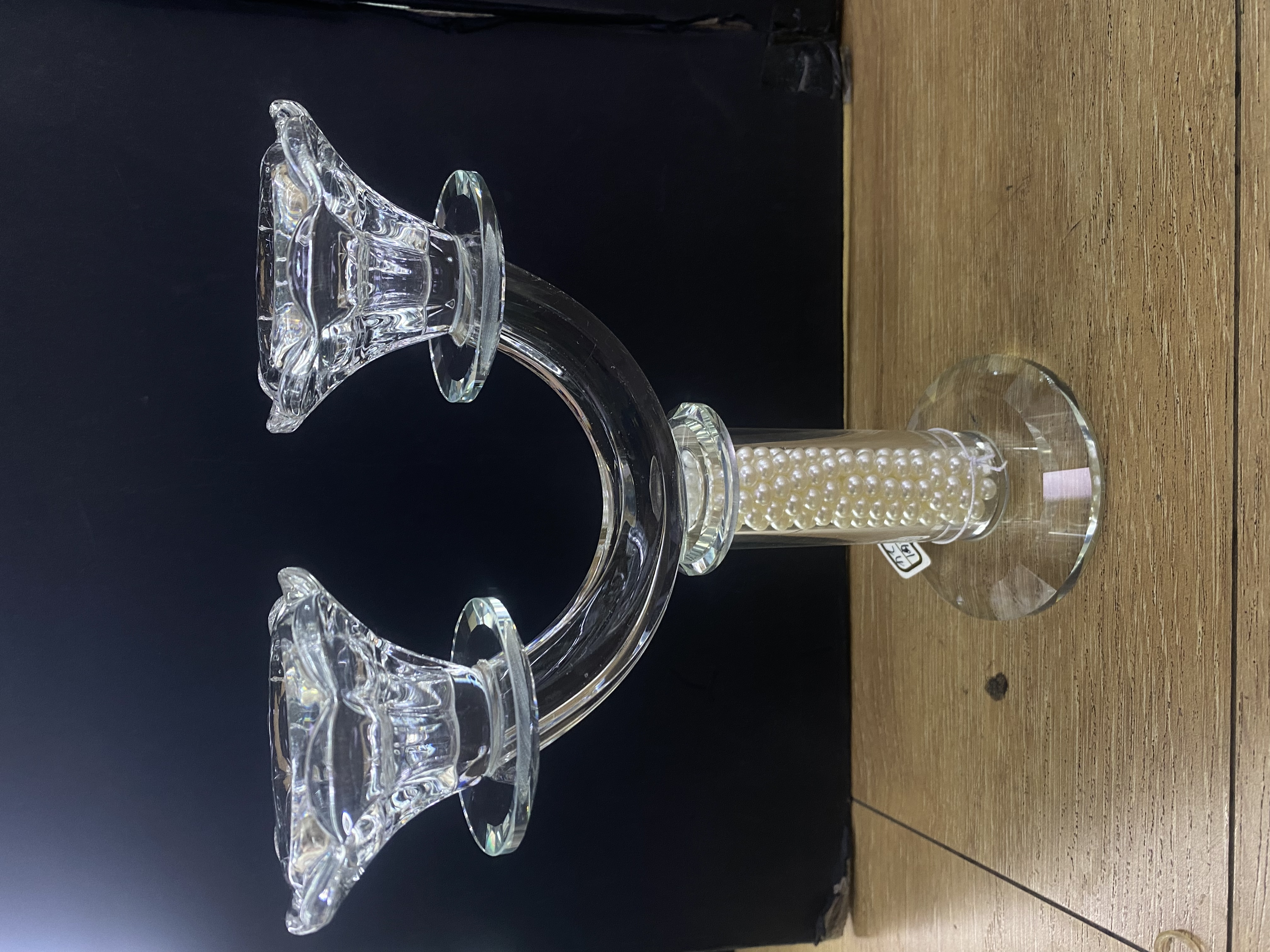新款水晶两头烛台 珍珠花头水晶烛台 新款爆款2头水晶工艺品摆件 热销爆款精选水晶工艺品装饰创意礼品家居客厅装饰创意摆件