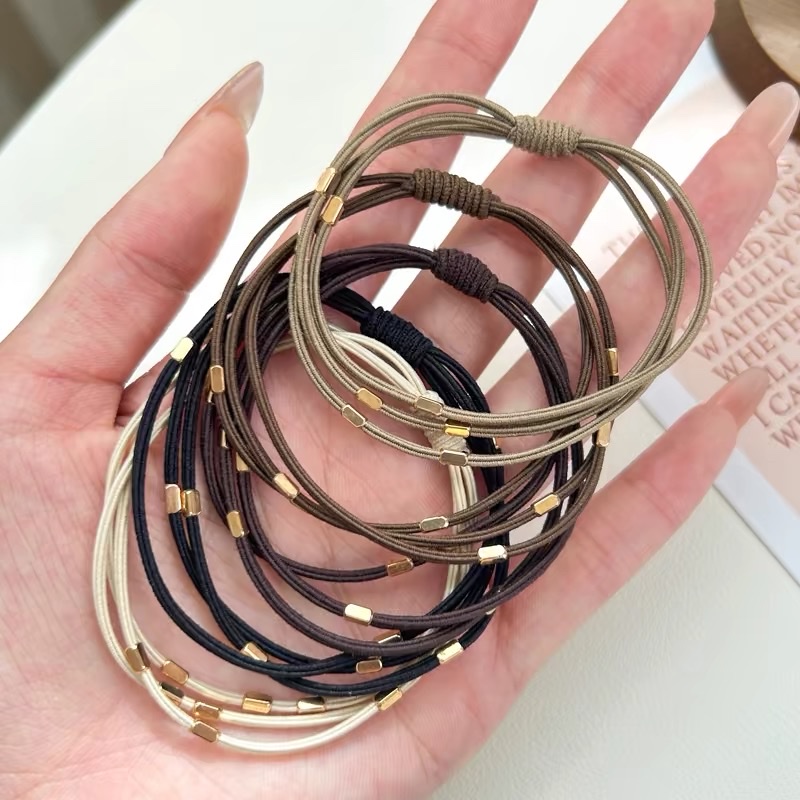 2025 New style hair tie, small rubber band hair band, women's hair tie, crystal imitation headwear, rubber band leather case, simple adult headwear, women's patchwork, simple and fashionable hair band, women's patchwork, simple and fashionable hair band, Korean version details Picture