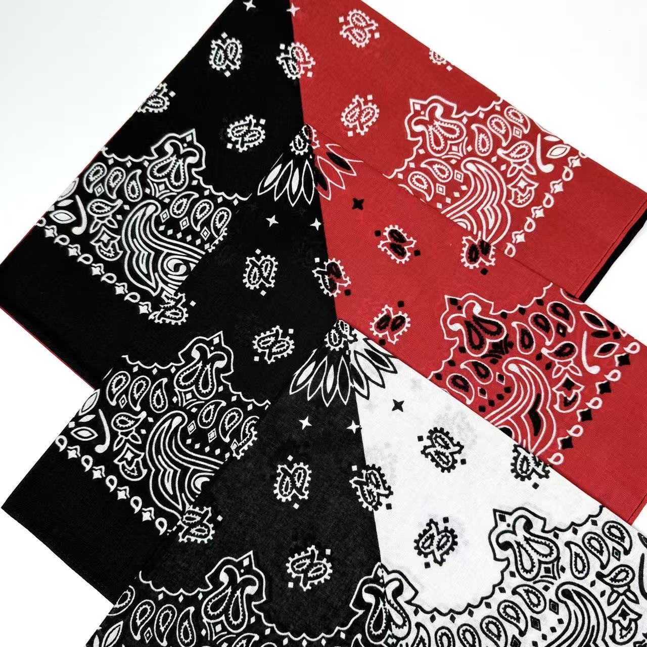 New European and American hip-hop 55cm pure cotton square towel, double-piece cashew print, versatile headscarf, sports magic pure cotton headscarf, sun protection mask, handkerchief face towel, comfortable, soft, multi-purpose, fashionable design square towel Specification image