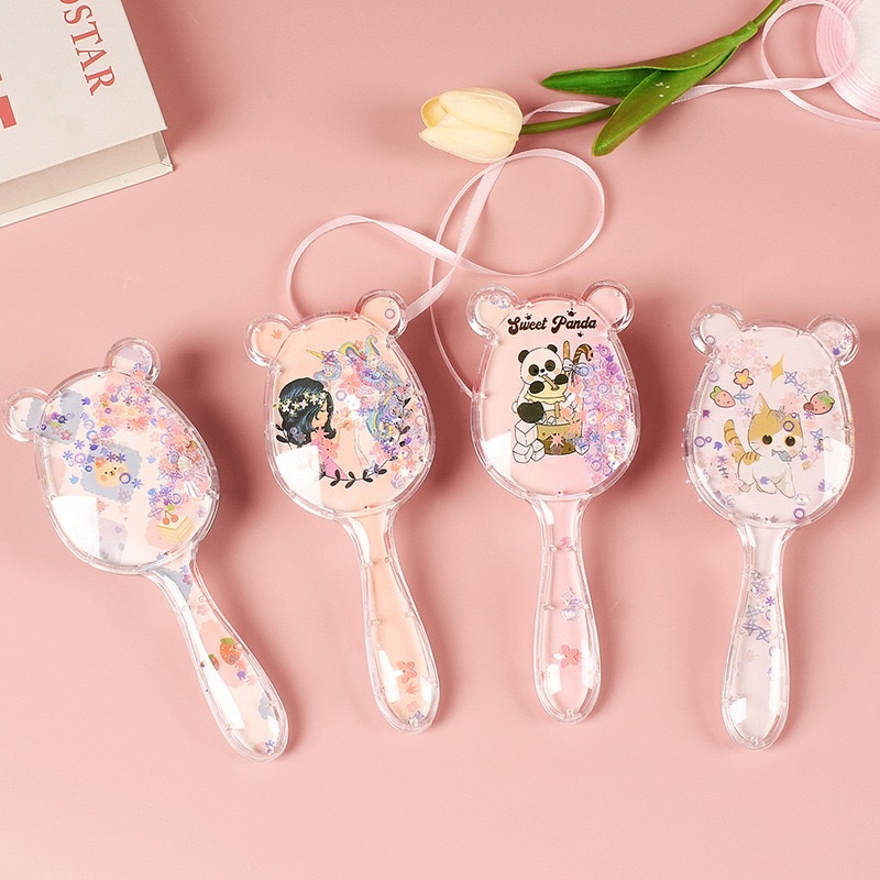 批发蓬松美发梳长短齿不打结缓解毛躁顺发梳便携头部经络按摩梳子带梳子的镜子