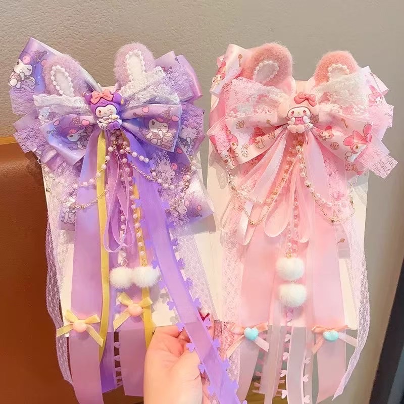 Pink Melody girl forehead chain tassel hairpin, sweet bow ribbon hairpin, Lolita princess headdress Application Scenario