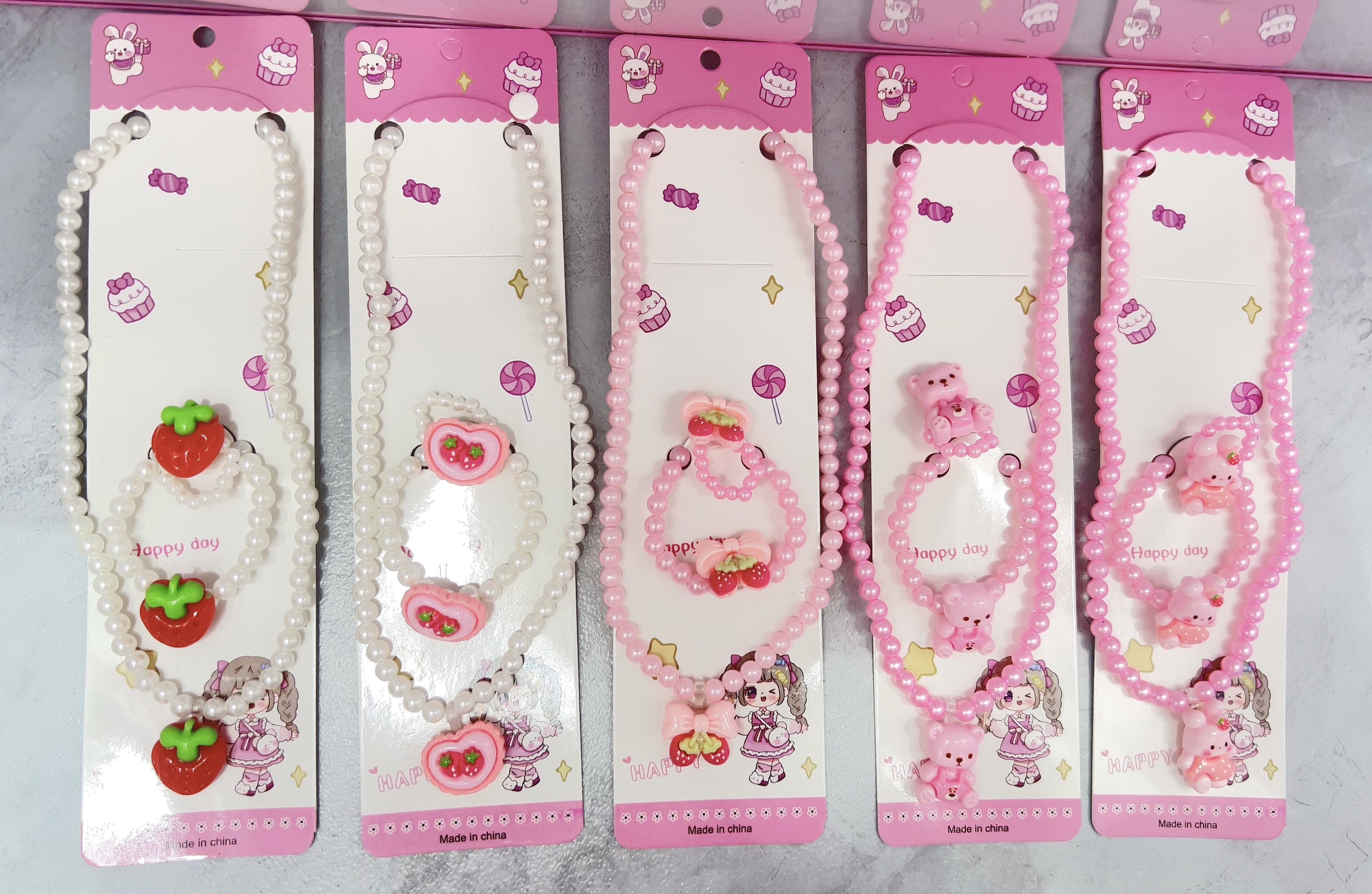 Children's necklace three-piece set, cute headwear, versatile style, children's hairpin, children's hairpin details Picture