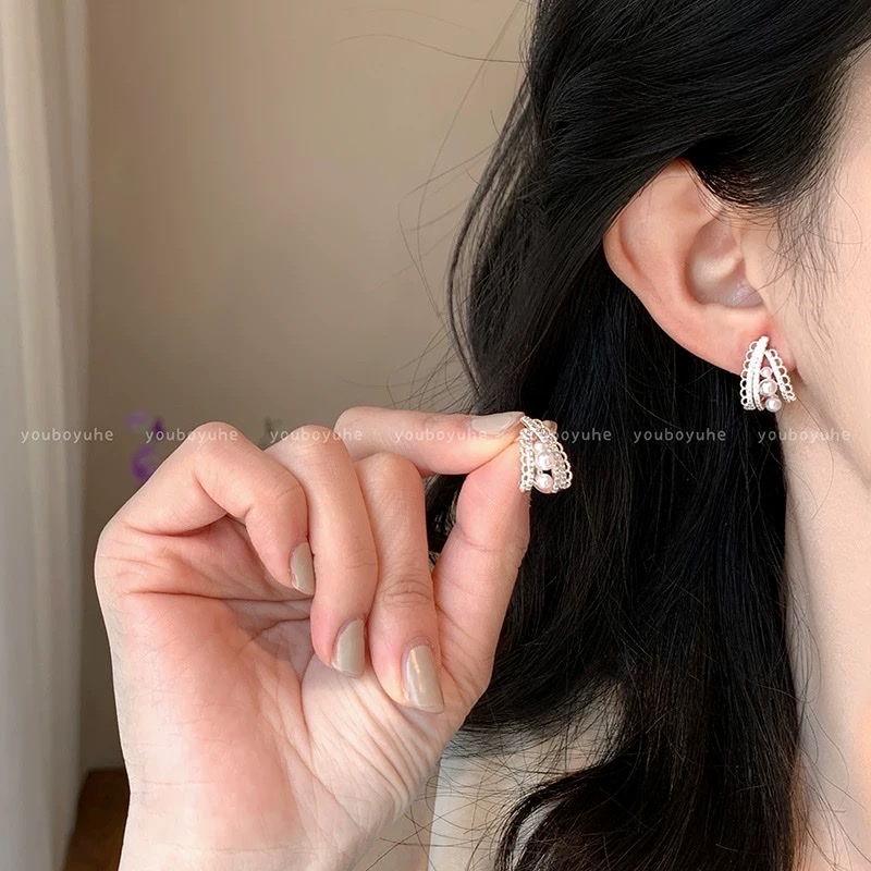 珍珠耳环烧焊锆石耳环时尚耳饰优雅饰品气质百搭潮流设计耳饰图