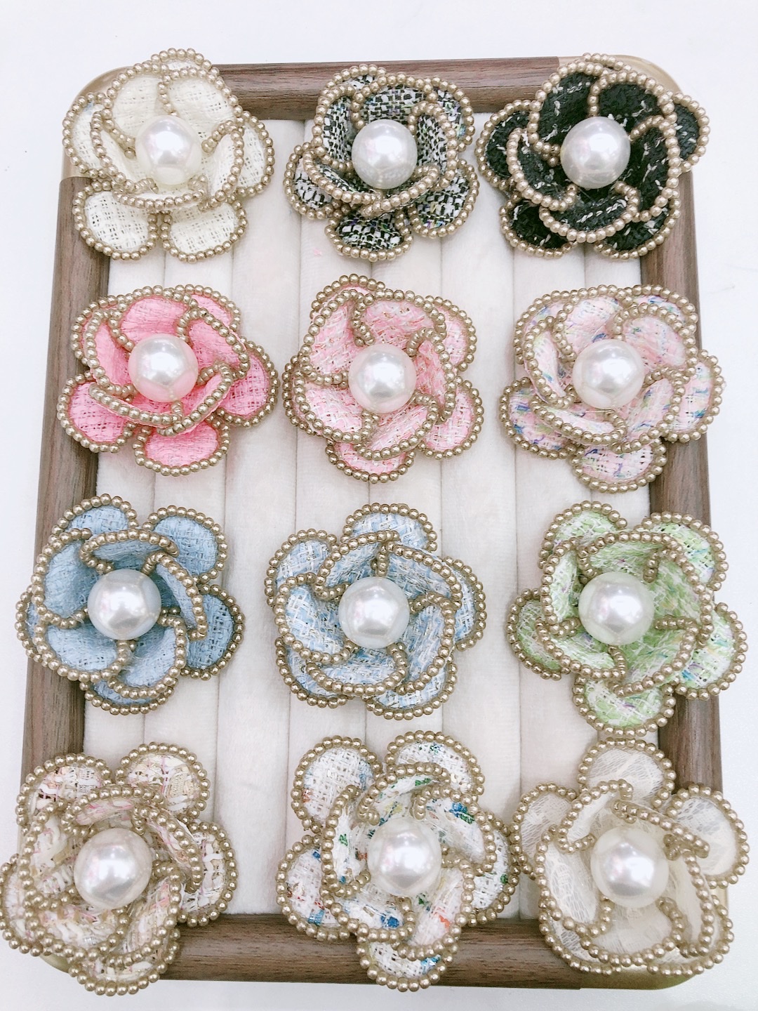 布艺山茶花玫瑰配件 DIY手工饰品材料创意摆件装饰产品图