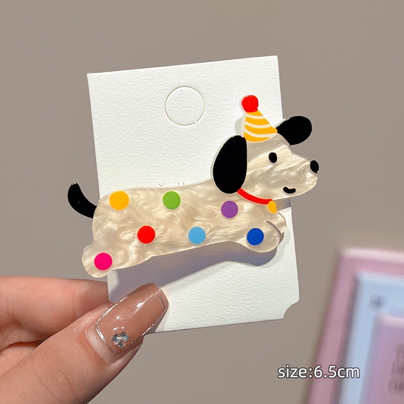 Cute cartoon party dog, cat, hair clip, girl's side broken hair, bangs clip, girl's duckbill clip, hair accessory, hair clip, hair accessory, acrylic hair accessory, hair accessory detail image 5