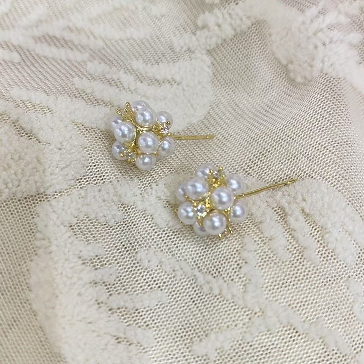铜合金耳饰满天星珍珠烟花耳钉精致小巧百搭小众设计饰品细节图