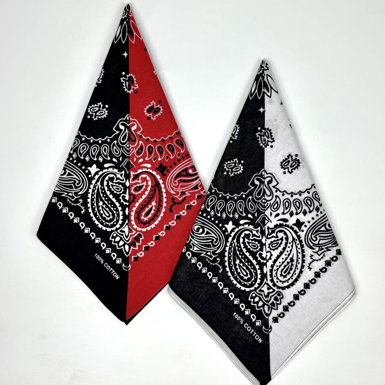 New European and American hip-hop 55cm pure cotton square towel, double-piece cashew print, versatile headscarf, sports magic pure cotton headscarf, sun protection mask, handkerchief face towel, comfortable, soft, multi-purpose, fashionable design square towel detail image 3