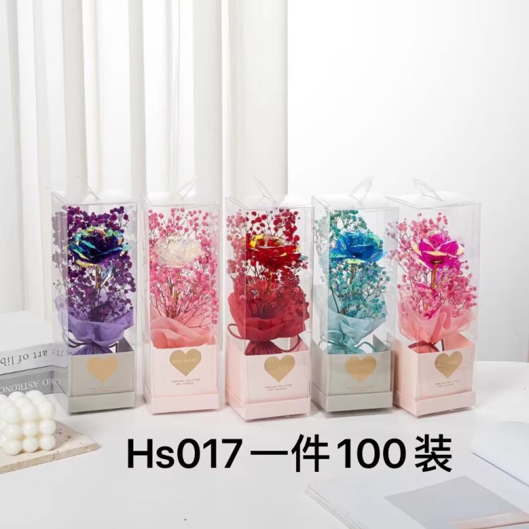 七夕花盒透明抱抱桶包装盒玫瑰花束插花盒干花手提袋PVC香皂花详情图3