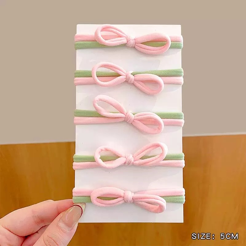 儿童双层蝴蝶结发圈女宝宝不伤发拼色头绳糖果色高弹力无接缝皮筋详情图6