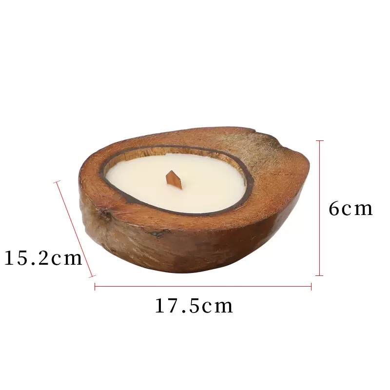 原木椰壳香薰蜡烛带皮半只椰子壳创意装饰椰子碗蜡烛跨境外贸批发椰壳蜡烛碗可重复使用美丽摆件定制香味手工制作白底实物图