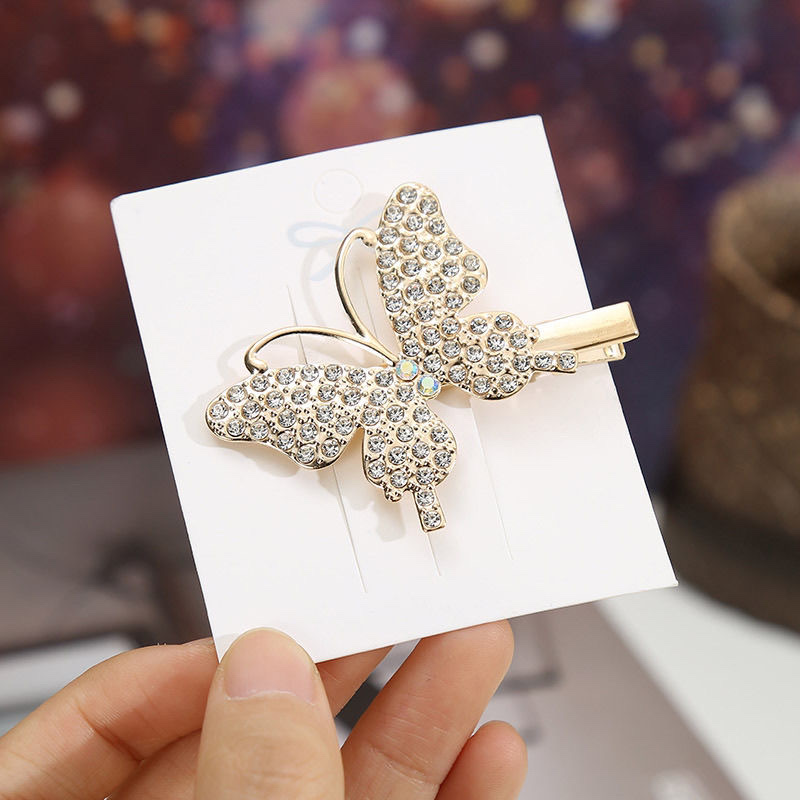 Korean-style fashionable golden individual metal cutout, Internet celebrity style, ins fan-shaped exquisite cross edge, Korean-style edge hair clips, hair accessories, headwear, scratch-off clips details Picture