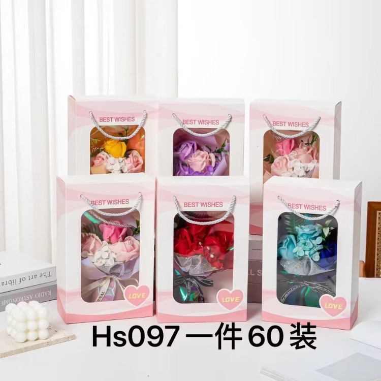 七夕花盒透明抱抱桶包装盒玫瑰花束插花盒干花手提袋PVC香皂花产品图