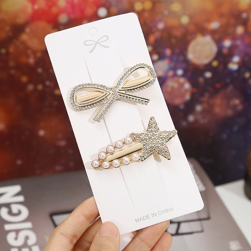 Korean-style fashionable golden individual metal cutout, Internet celebrity style, ins fan-shaped exquisite cross edge, Korean-style edge hair clips, hair accessories, headwear, scratch-off clips Specification image
