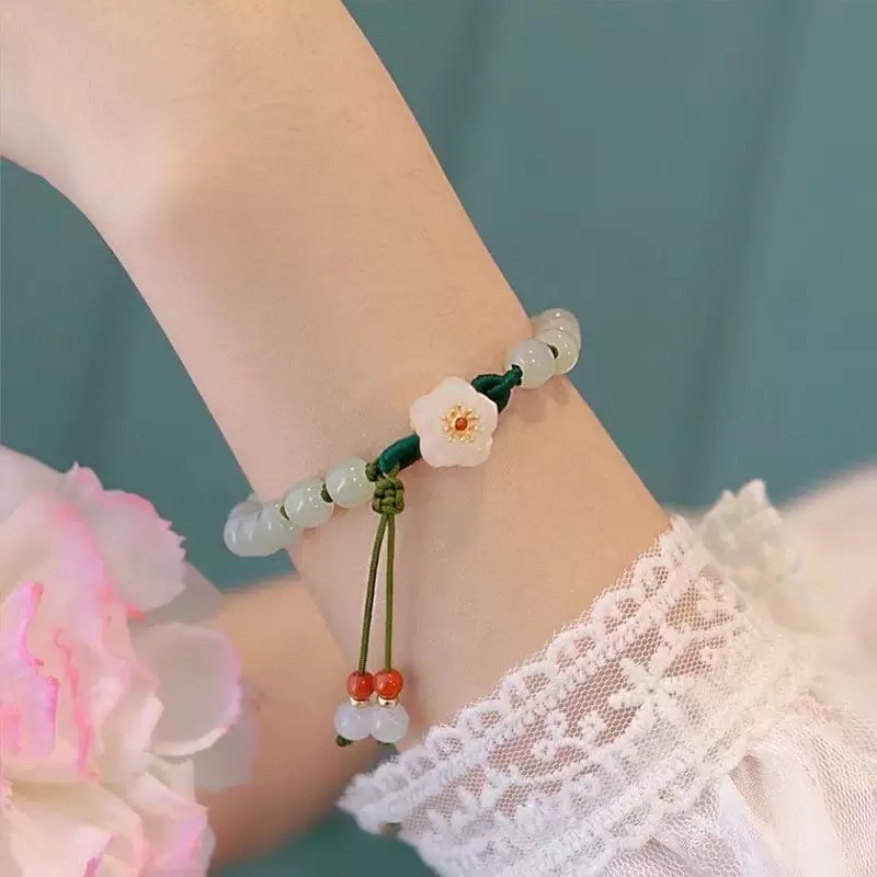 复古古风小桃花海棠手工编织小众设计百搭学生礼物水晶手链细节图