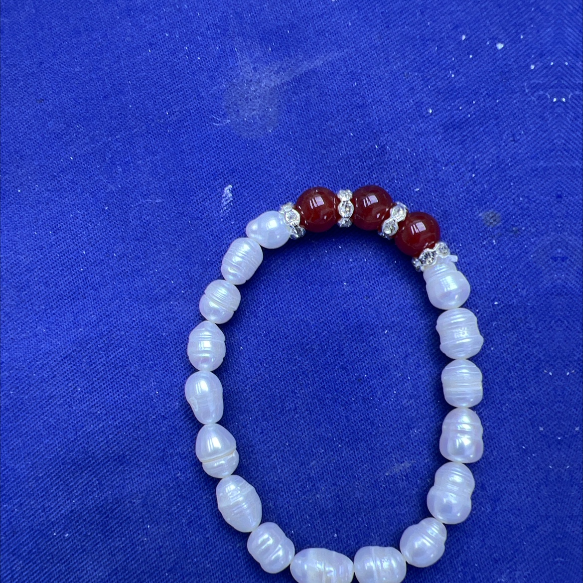 爆款珍珠加玛瑙 加钻 手工串珠新款珍珠 手串