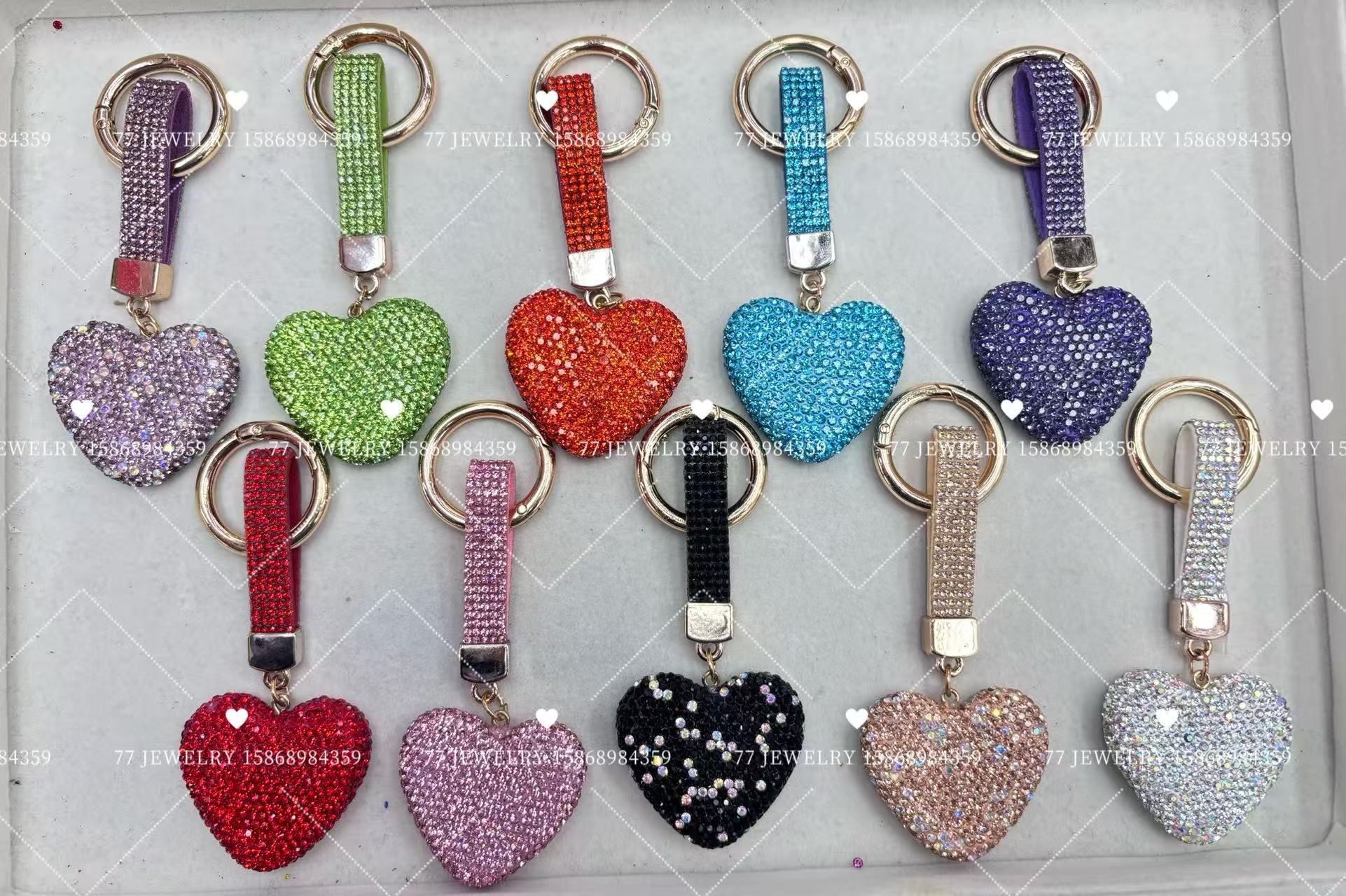 直供满天星满钻爱心吊坠香巴拉陶泥吊坠DIY手机链钥匙链包链配件
