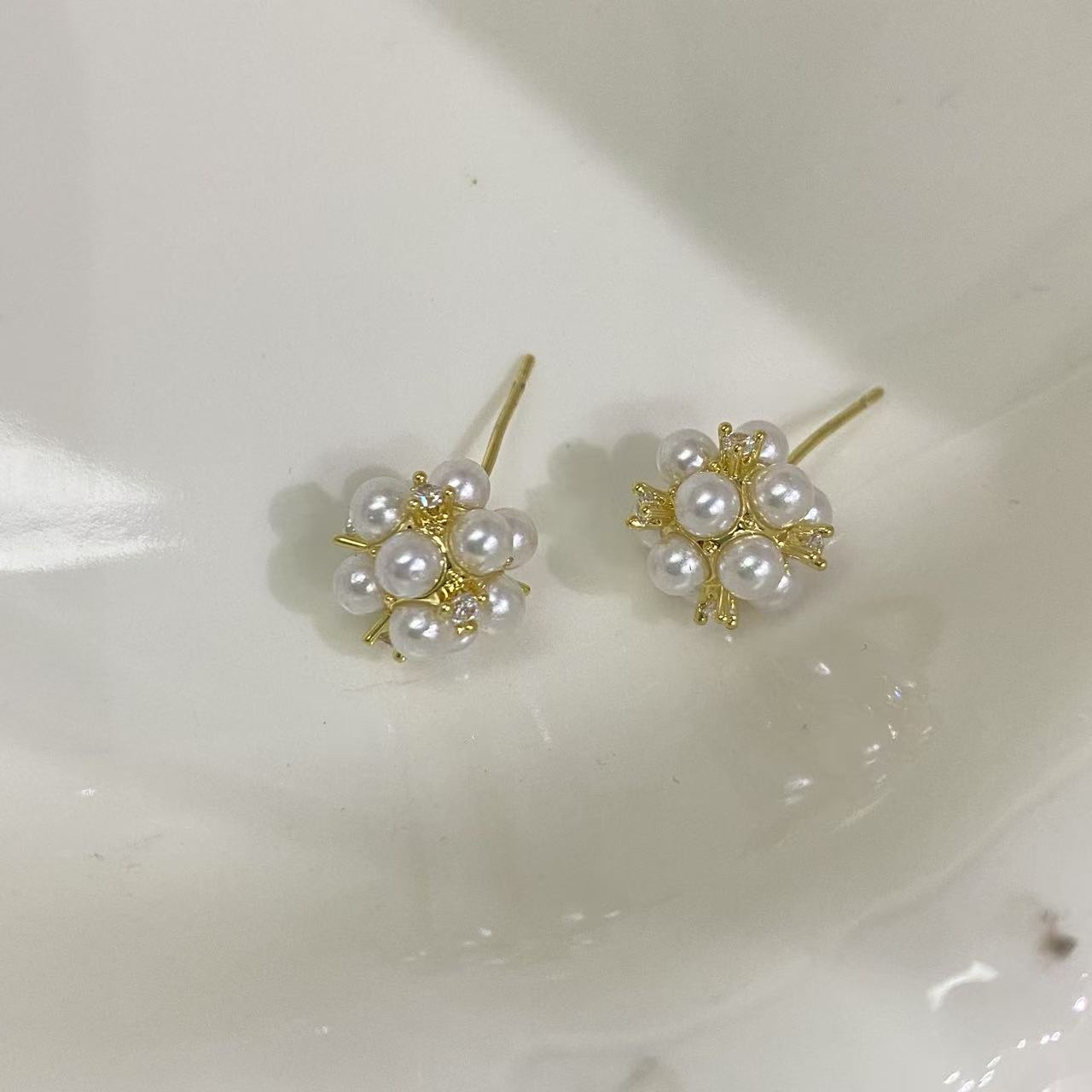 铜合金耳饰满天星珍珠烟花耳钉精致小巧百搭小众设计饰品详情图5
