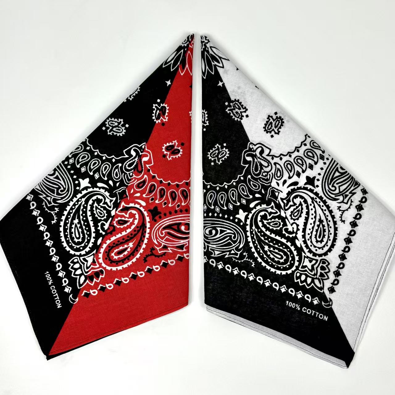 New European and American hip-hop 55cm pure cotton square towel, double-piece cashew print, versatile headscarf, sports magic pure cotton headscarf, sun protection mask, handkerchief face towel, comfortable, soft, multi-purpose, fashionable design square towel detail image 4
