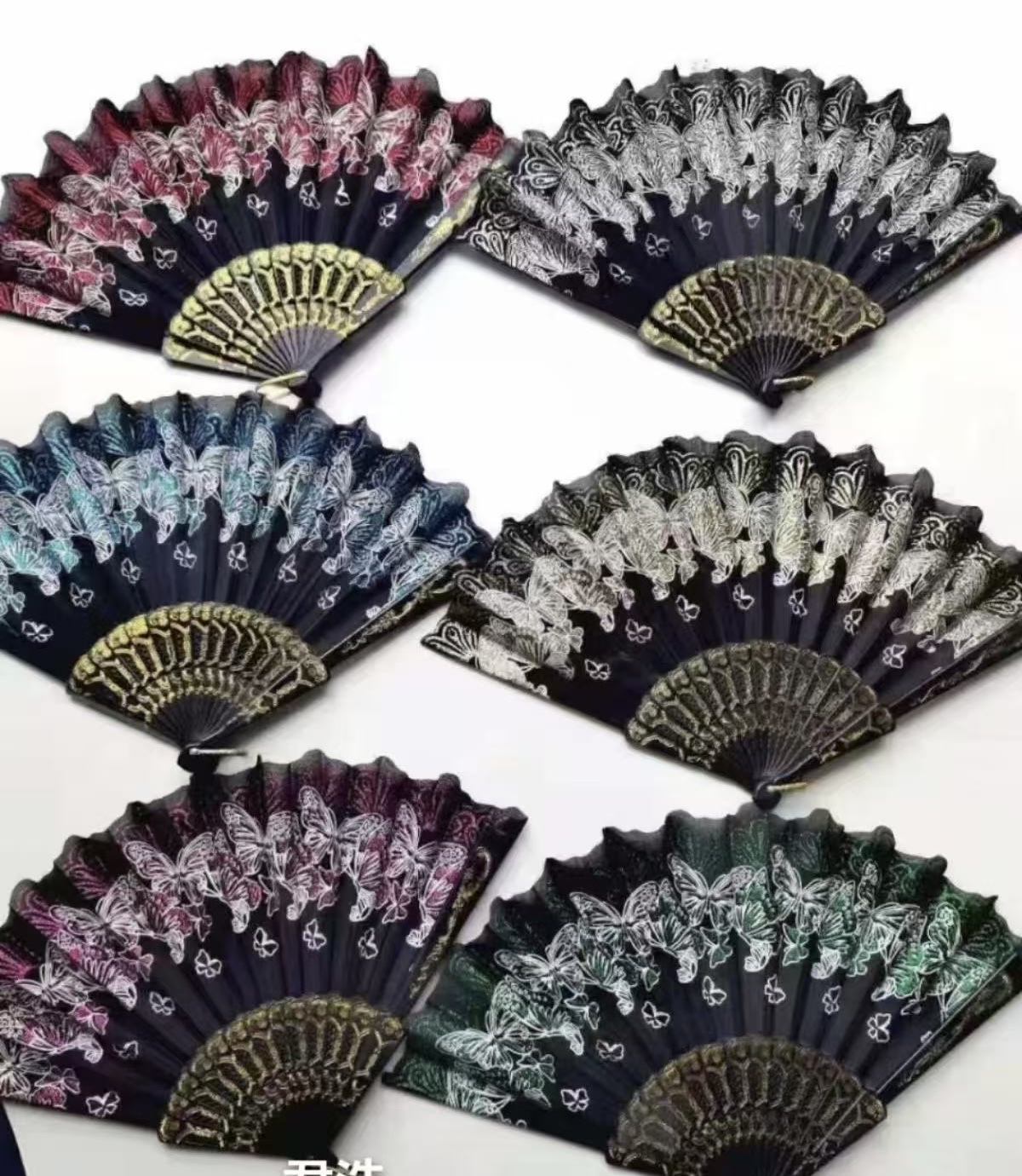 国潮风古风折叠扇手工漆扇 团扇便携折扇 精美图案扇子夏日清凉扇子