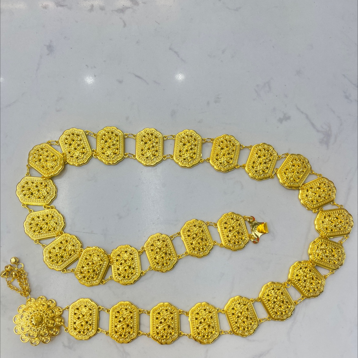 新款波西米亚民族风合金镂空花纹两用腰链，傣族腰链，欧美时尚复古金属腰链！