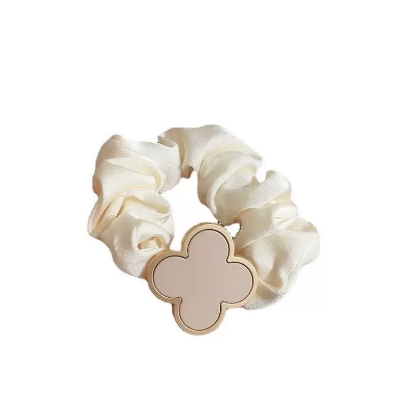 Alloy Four-leaf Clover Korean version simple large intestine hair band headband, women's fashionable hair accessory large intestine hair band headband, versatile hair band accessory, hair band accessory detail image 7