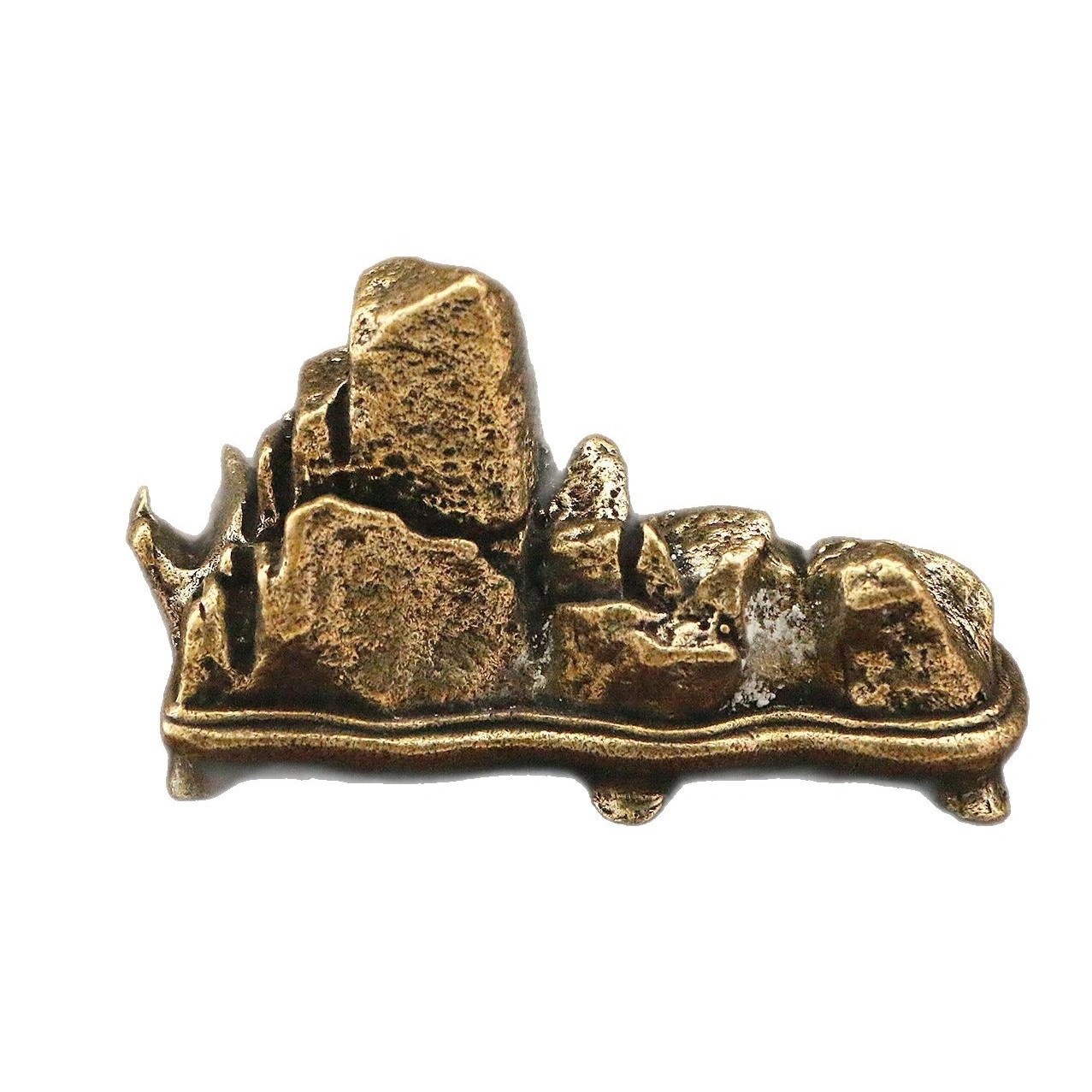 Brass Taishan stone Gandang ornament, the supreme of the Five Great Mountains, pine trees, mountains, green waters, home decoration, copper gold mountain backed by mountain stones detail image 7