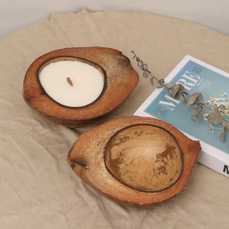 原木椰壳香薰蜡烛带皮半只椰子壳创意装饰椰子碗蜡烛跨境外贸批发椰壳蜡烛碗可重复使用美丽摆件定制香味手工制作详情图8