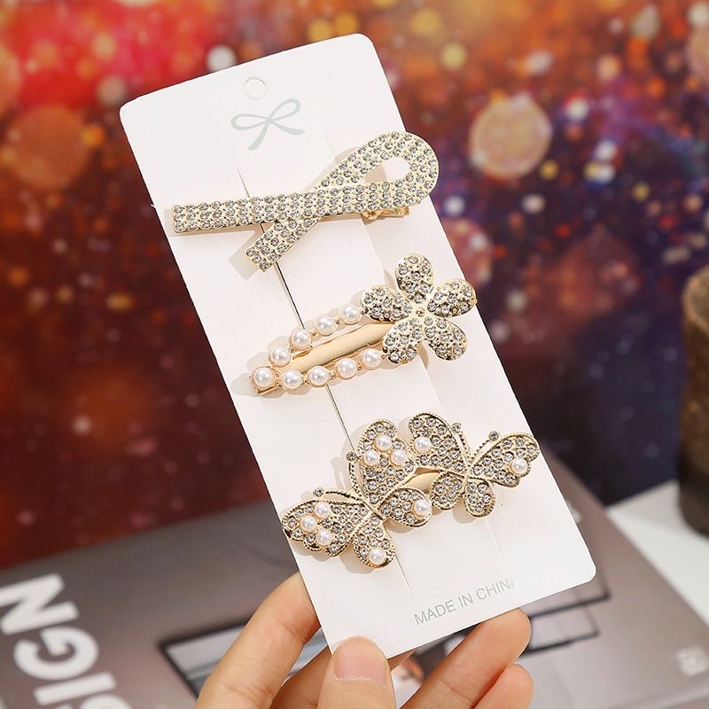 Korean-style fashionable golden individual metal cutout, Internet celebrity style, ins fan-shaped exquisite cross edge, Korean-style edge hair clips, hair accessories, headwear, scratch-off clips Item Picture