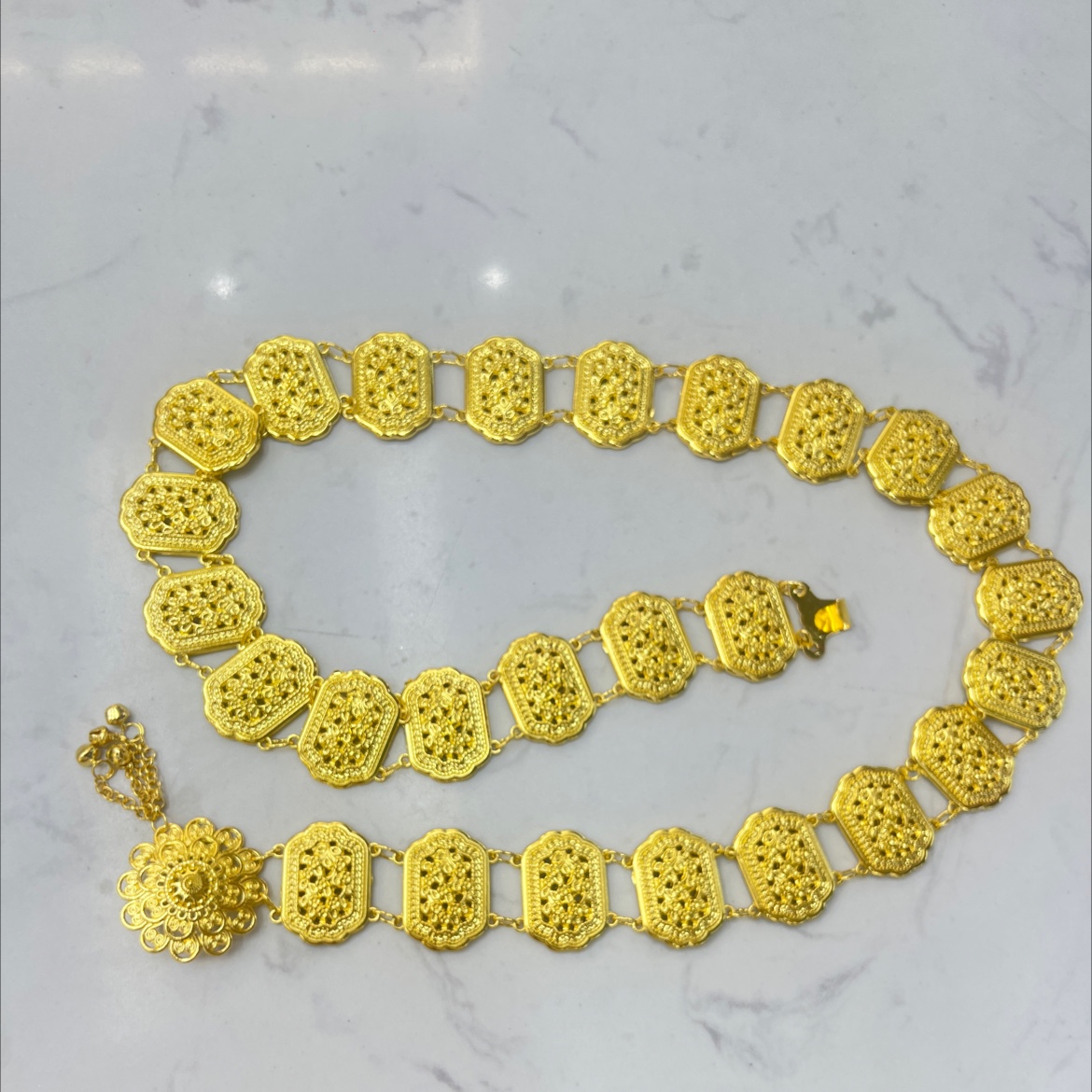 新款波西米亚民族风合金镂空花纹两用腰链，傣族腰链，欧美时尚复古金属腰链！产品图