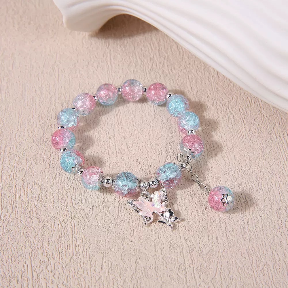 新款碎花蝴蝶串珠手链小众设计爆花水晶手链潮流百搭彩色手饰细节图