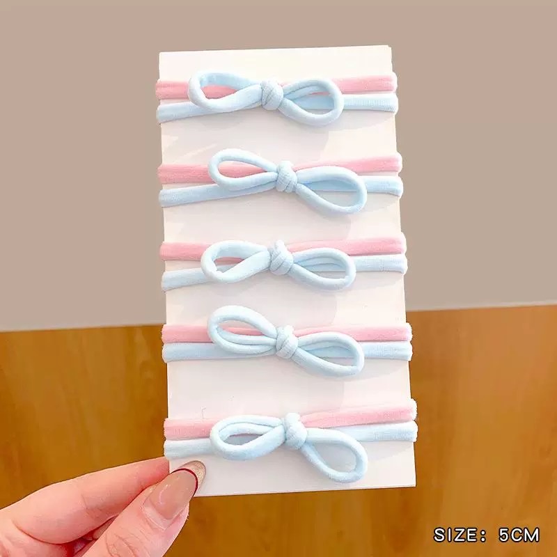 儿童双层蝴蝶结发圈女宝宝不伤发拼色头绳糖果色高弹力无接缝皮筋详情图2