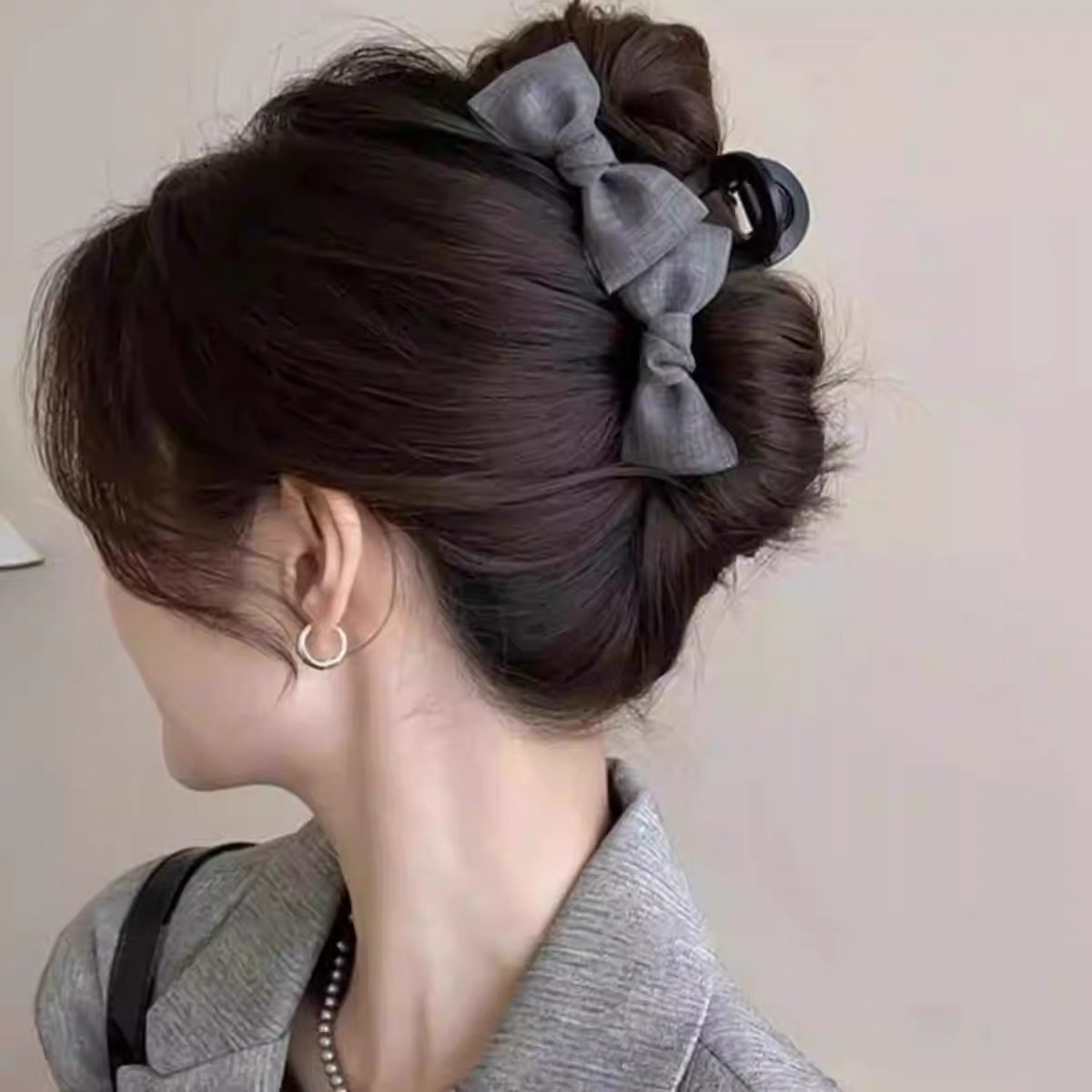 hu d水钻波点网纱太阳花抓夹女2025新款高级感泡泡鲨鱼夹后脑勺发夹发箍