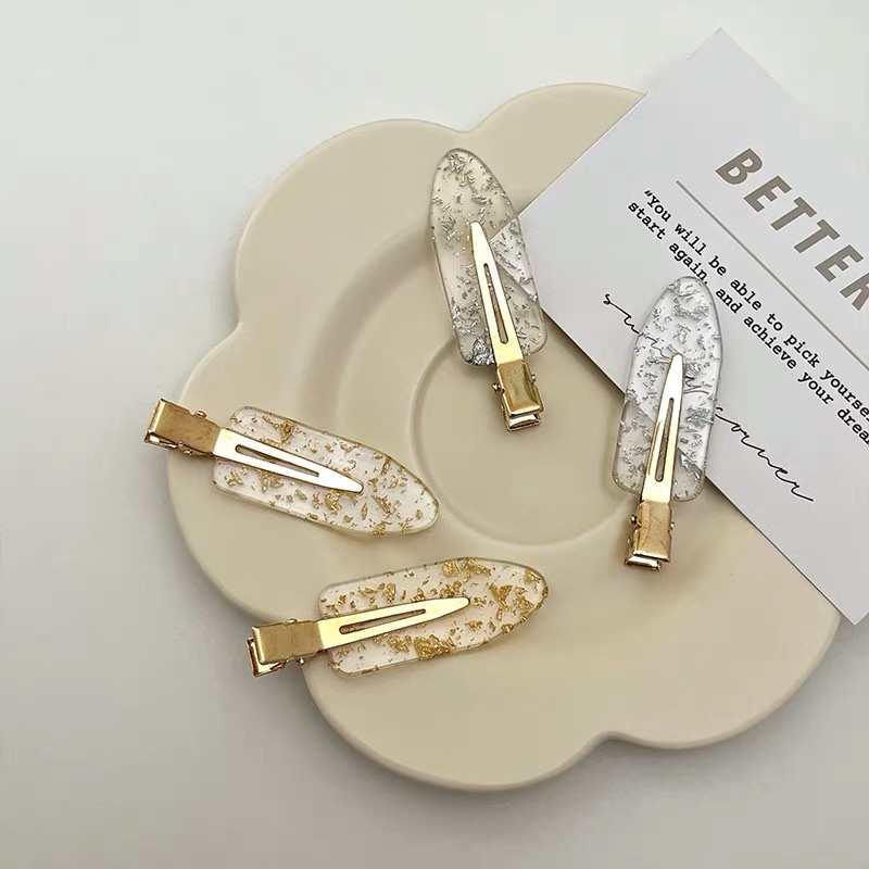 流沙金无痕发夹女超薄侧边鸭嘴夹头饰前额刘海夹碎发发卡夹子发饰