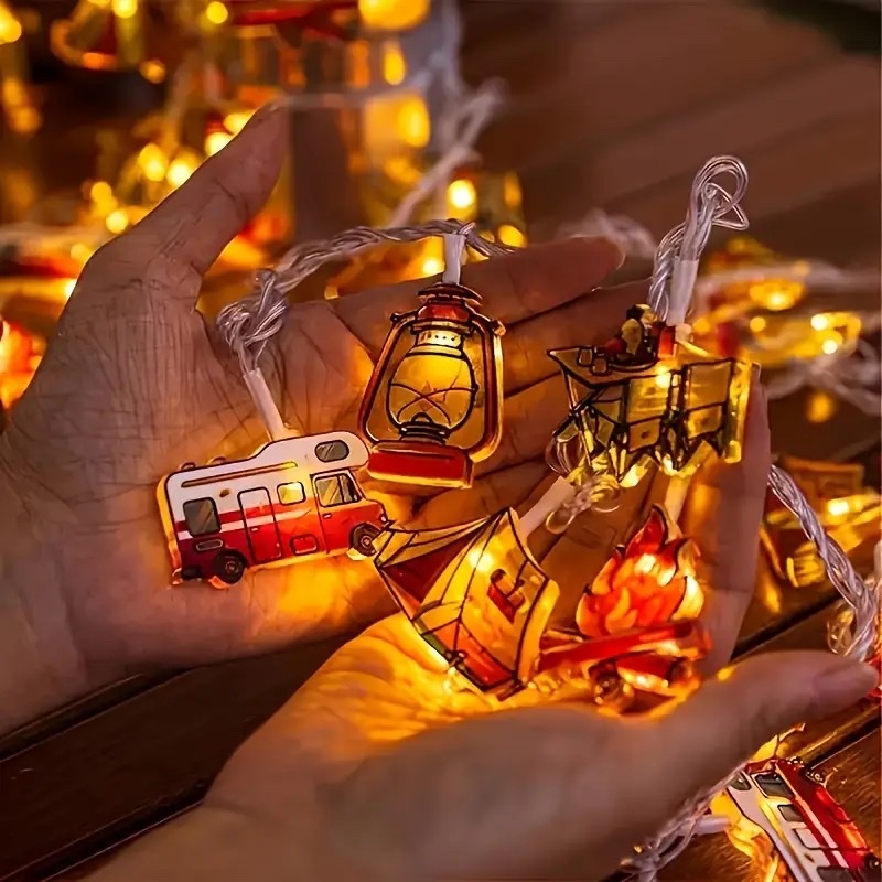 跨境热销led灯串户外露营亚克力灯串火焰帐篷装饰灯彩灯