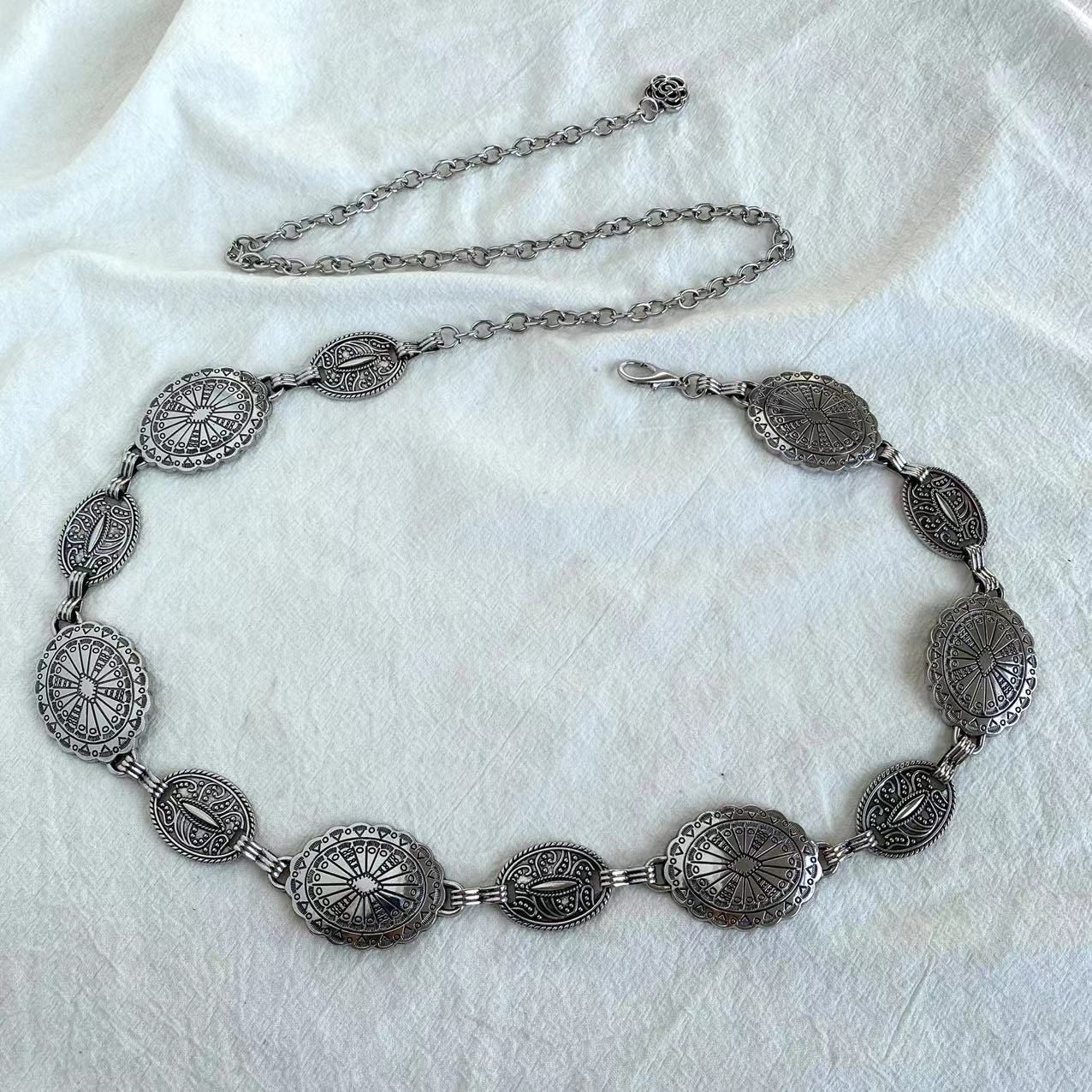 新款雕花几何复古腰链女士跨境金属优雅百搭西部经典厂家现货直销 产品图