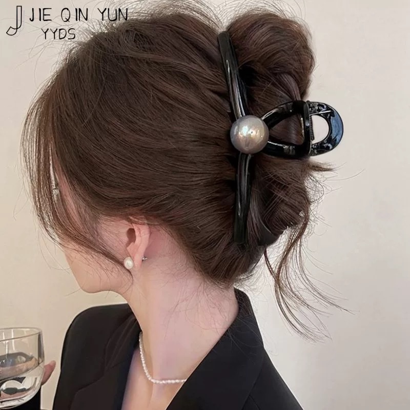 黑色抓夹女大号高级感后脑勺盘发发夹2025新款鲨鱼夹子发量多头饰