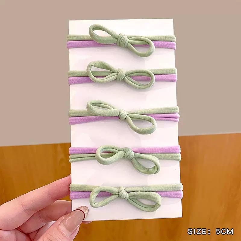 儿童双层蝴蝶结发圈女宝宝不伤发拼色头绳糖果色高弹力无接缝皮筋详情图3